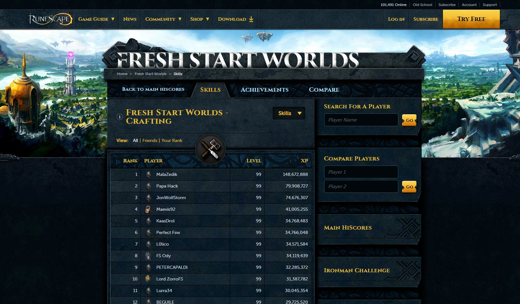 World First 120 Crafting Fresh Start Worlds Runescape